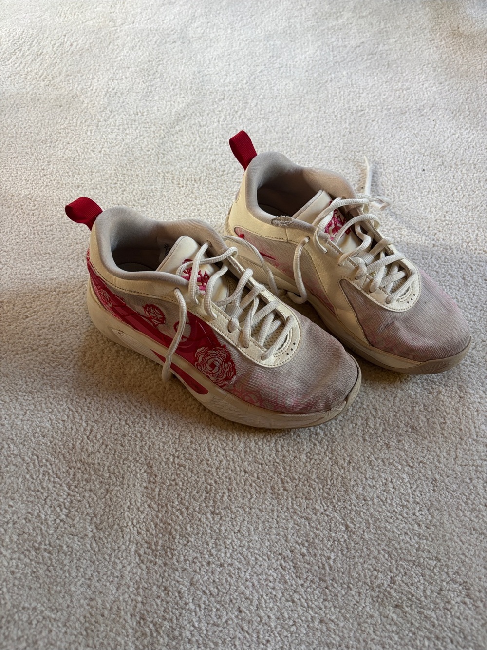 Nike Kids Cream and Red Floral Athletic Sneakers